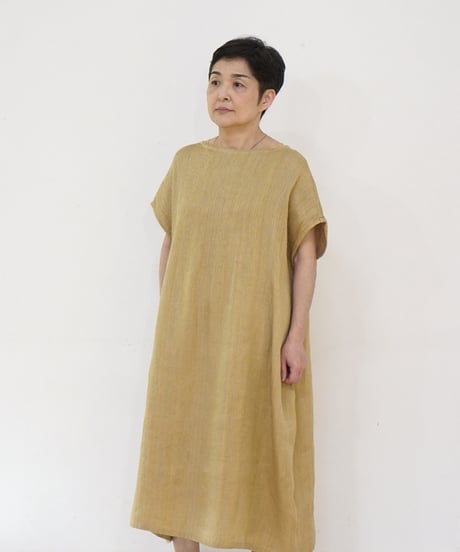 kotiワンピース 麻シルク 黄色 6974lY