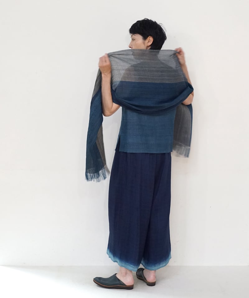 ストール ツートン藍墨 1232DBg | MAKI TEXTILE STUDIO onli