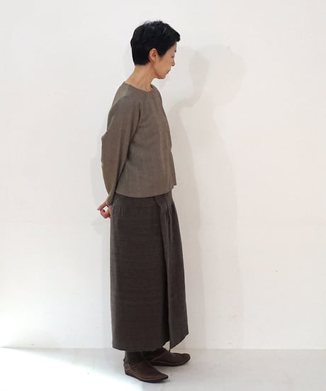 台形腰巻き ウール&タッサーシルクナーシ チャコール 5503C
