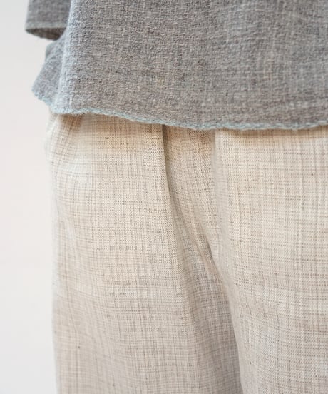 パンツ ソフトフレア 麻綿タビー 白生成り 6851lcW