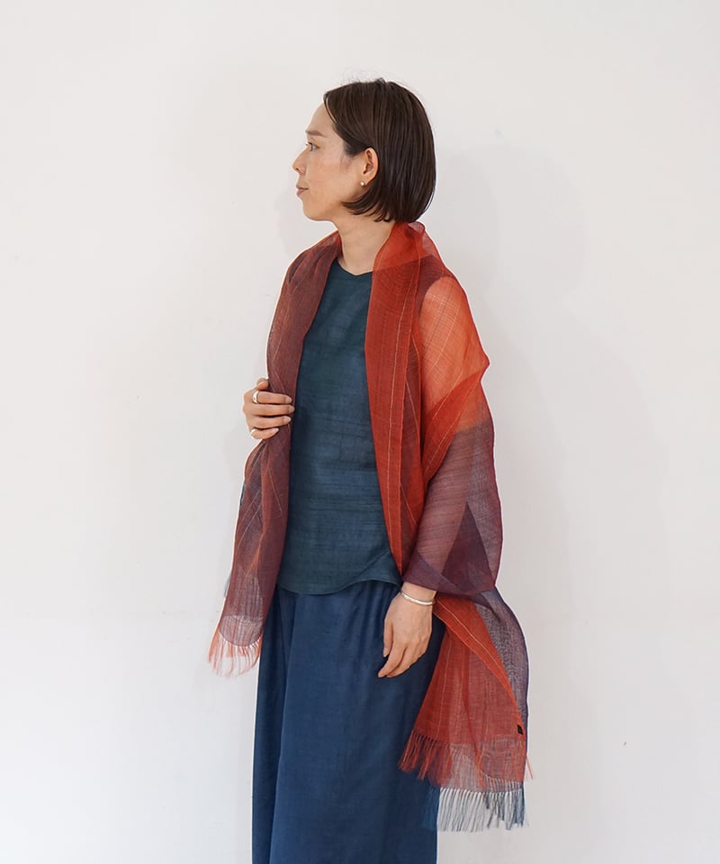 ストール 薄羽グラデーション 藍&茜 1236IR | MAKI TEXTILE STUDI