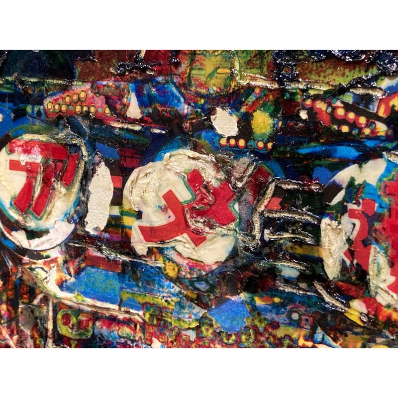異世界の油絵【黄泉川】1点物の原画/作者サイン入り◆サムホールサイズ 並木修一郎 「 黄金富士 」( 赤富士 ) 油絵 ・ 油彩画 WSM