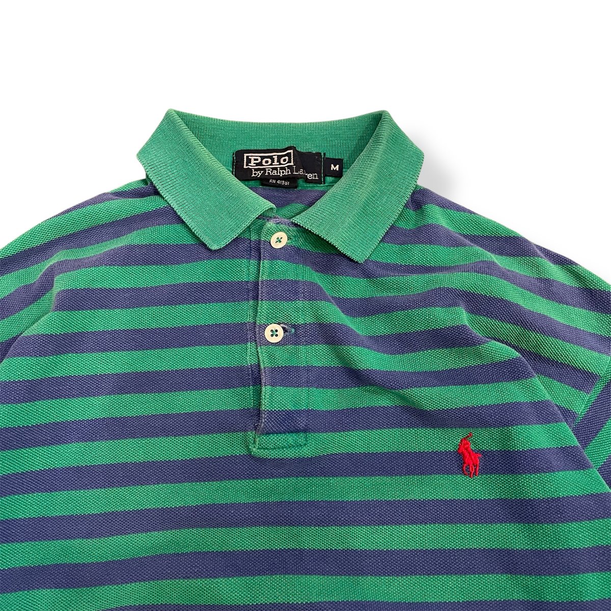 Ralph Lauren 24SS 最新 ダメージ ポロシャツ グリーン M Ralph Lauren 24SS 最新 ダメージ ポロシャツ グリーン M