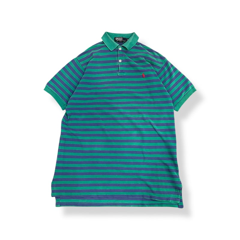 Polo by Ralph Lauren半袖ポロシャツ古着ボーダーunisex緑 Polo by Ralph Lauren半袖ポロシャツ古着ボーダーunisex緑