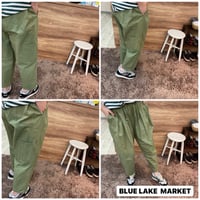 BLUE LAKE  MARKET  綾ダンプ天日干しワッシャータックギャザーパンツ