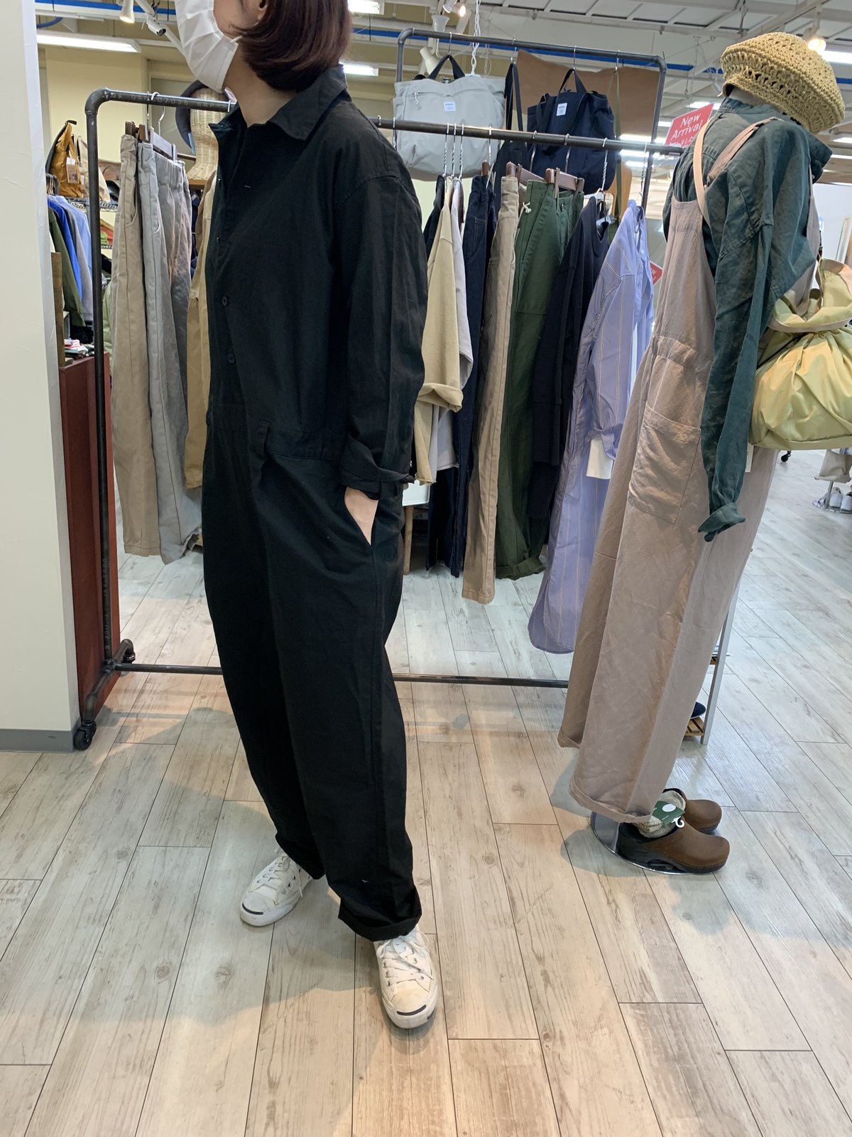 a+koloni リネンブラックデニムオールインワン a+koloni リネンオールインワン | Eureka Store