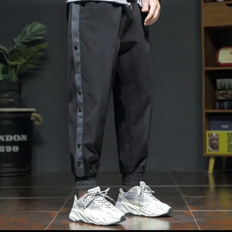 サイドライン　オフコート　ロングパンツ　ブラック