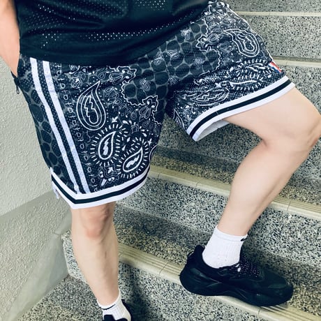 【当店限定】ペイズリー　バスケットボールパンツ　ブルー