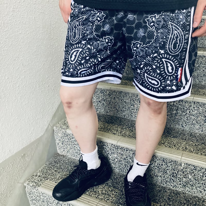 当店限定】ペイズリー バスケットボールパンツ ブラック | BB.624