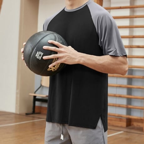 ラグランスリーブ　プレイ　Tシャツ　グレー×ブラック