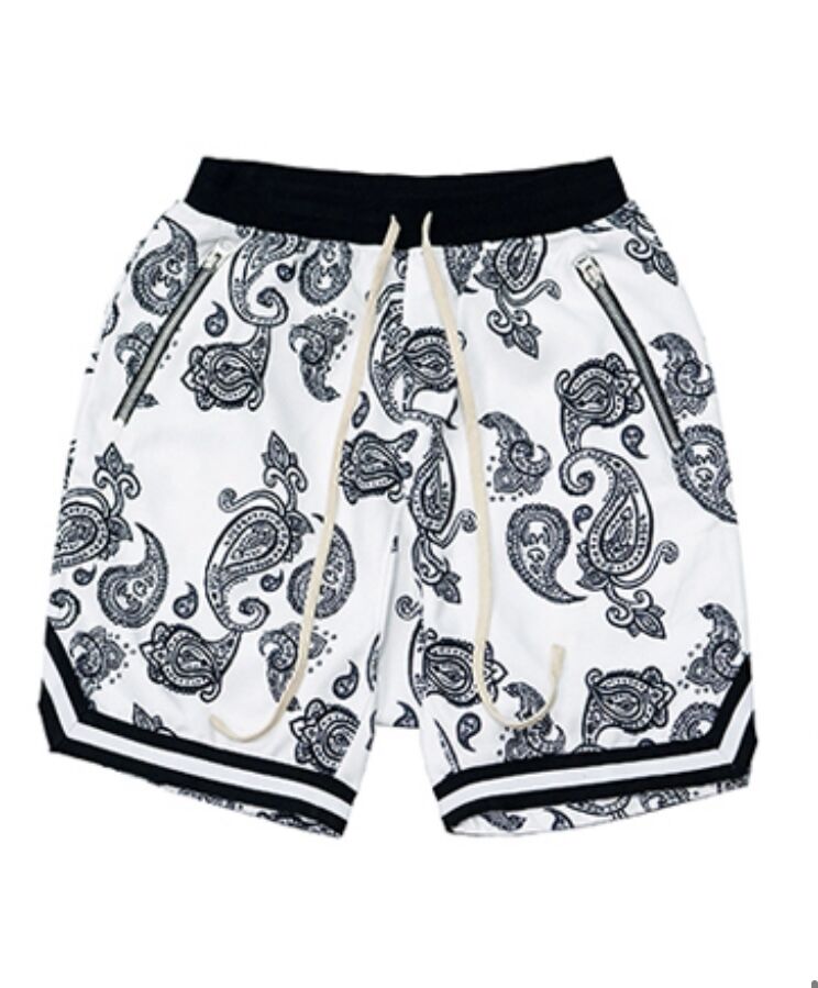 白黒2点セット ペイズリー柄 バスケットボールパンツ Lサイズ fit=scale-down,w=1200