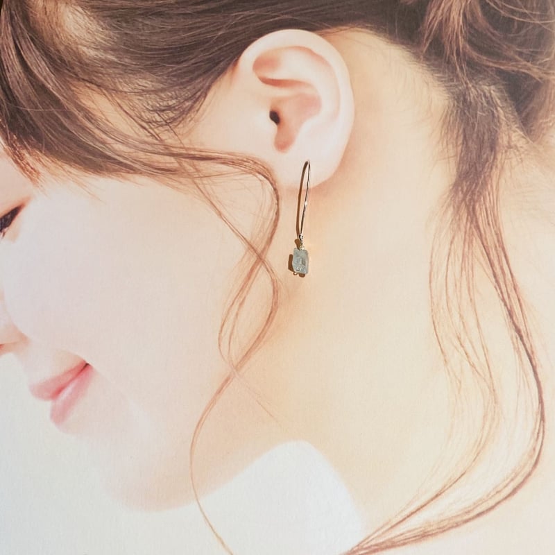 アクアマリン原石ラフロックピアス | art*craft