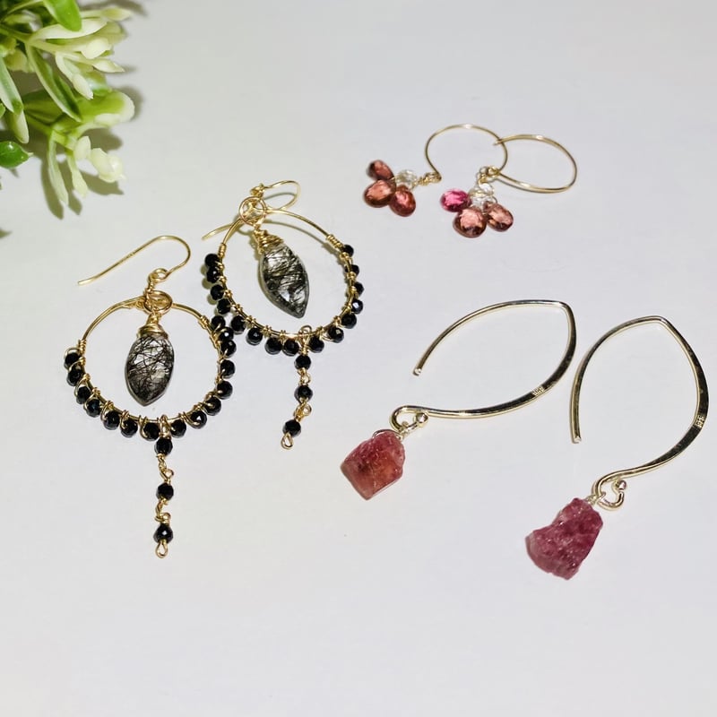 R✴︎H様 ミルキーアクアマリン マーキスフラワーカービングピアス R✴︎H様 ミルキーアクアマリン マーキスフラワーカービング