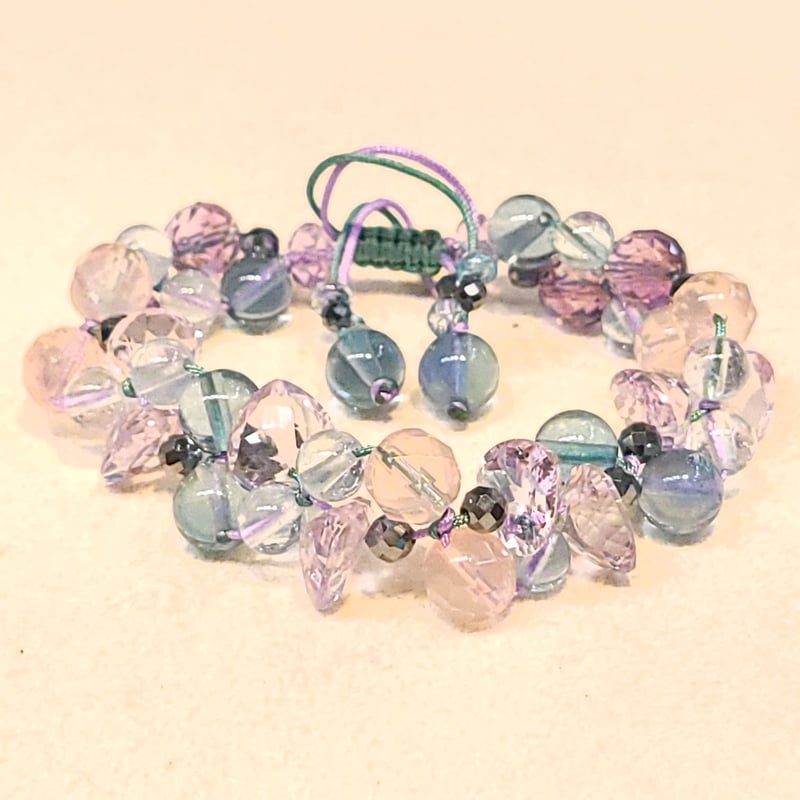 ピンクとブルーのキラキラ組紐テラブレスレット | 厳選テラヘルツと