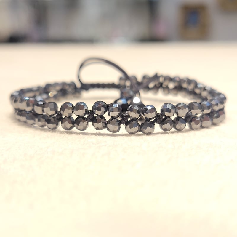 蓮花戯水　組紐　黒色　1本 テラヘルツ組紐ブレスレット<花> | 厳選天然石組紐ジュエリーと癒しの