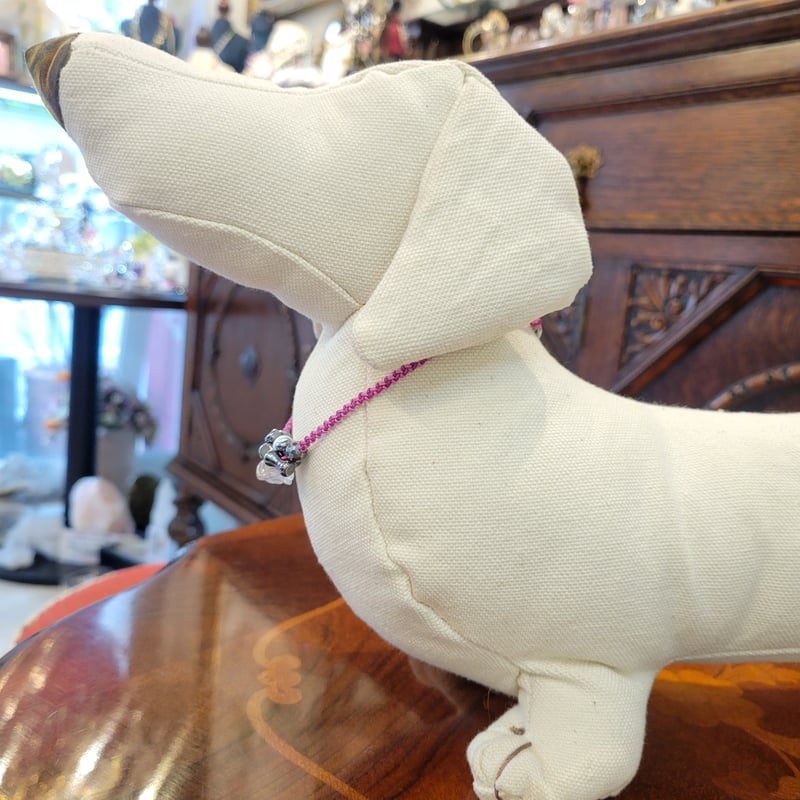 ワンちゃん用 テラヘルツと天然石のチョーカー ローズクォーツ×パール