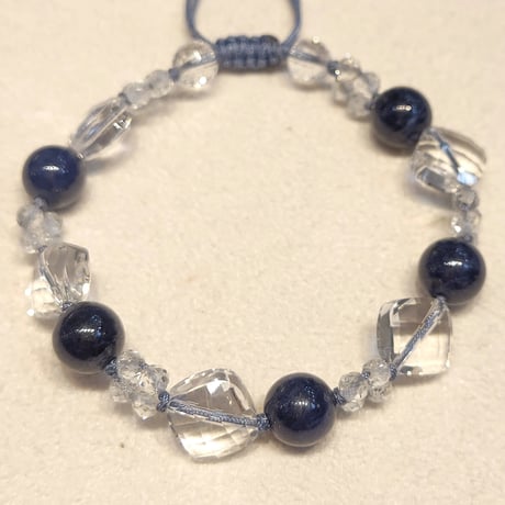 天然サファイア×トパーズ×水晶のクリアー組紐ブレスレット