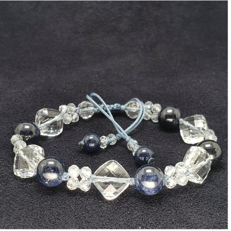 天然サファイア×トパーズ×水晶のクリアー組紐ブレスレット