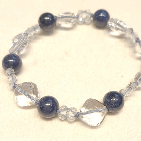 天然サファイア×トパーズ×水晶のクリアー組紐ブレスレット