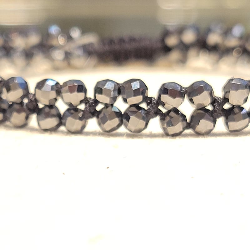 蓮花戯水　組紐　黒色　1本 テラヘルツ組紐ブレスレット<花No.2> | 厳選天然石組紐ジュエリーと