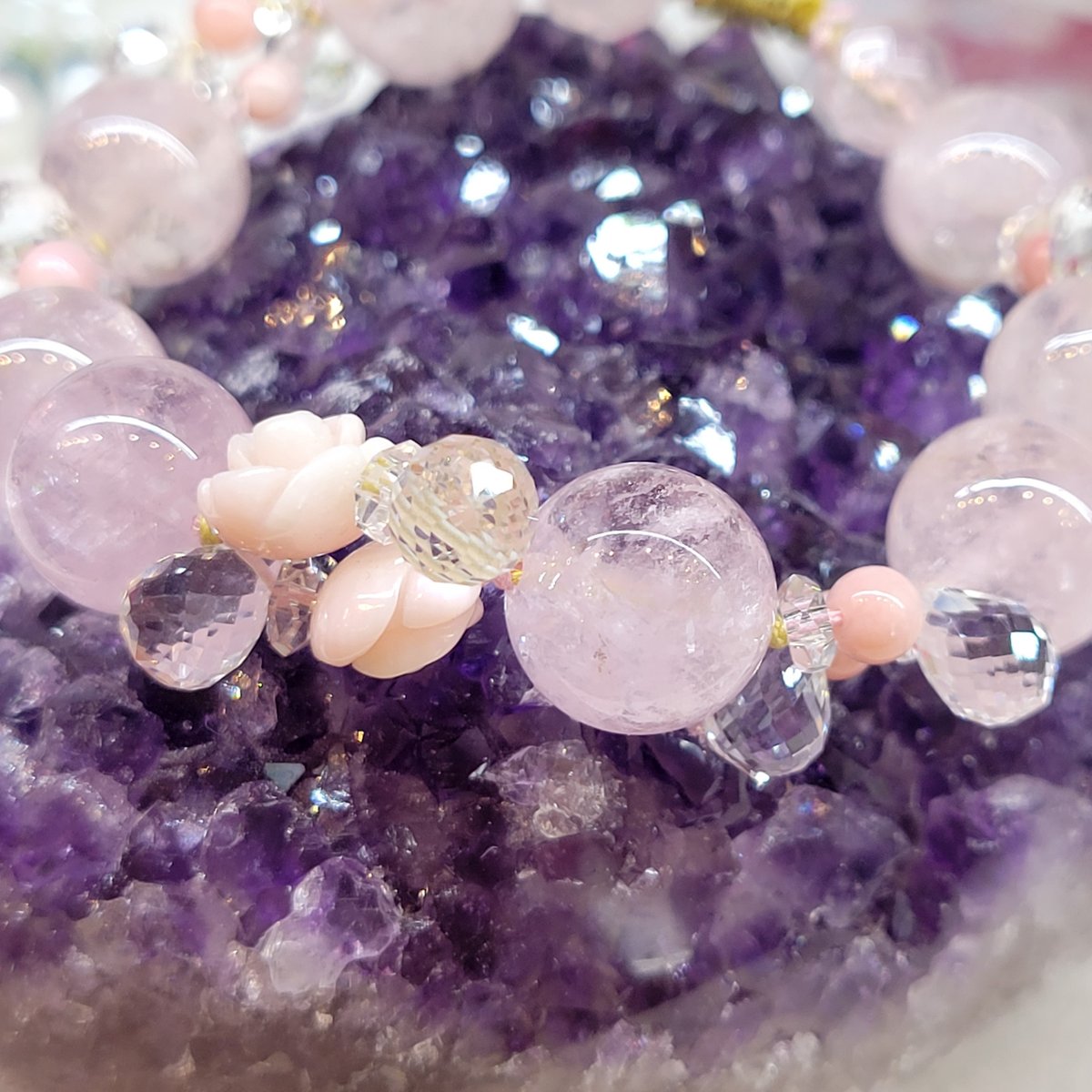 美品☆K10PG☆桃色珊瑚の素敵なブレスレット☆エンジェルスキン 美品