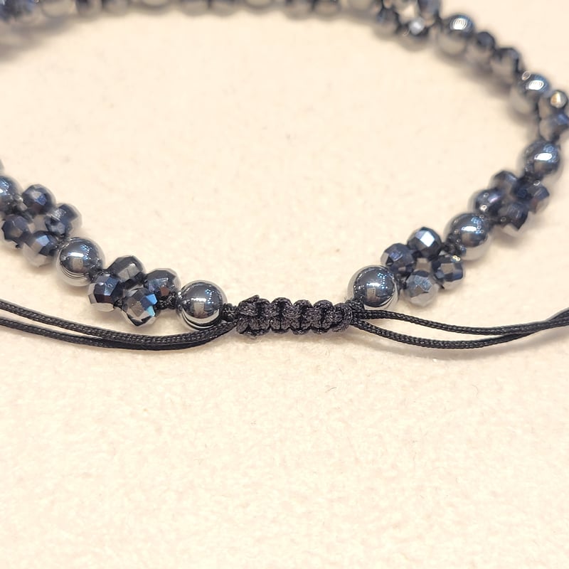 蓮花戯水　組紐　黒色　1本 テラヘルツ組紐ブレスレット<花No.3> | 厳選天然石組紐ジュエリーと