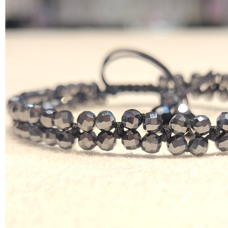 蓮花戯水　組紐　黒色　1本 テラヘルツ組紐ブレスレット<花> | 厳選天然石組紐ジュエリーと癒しの