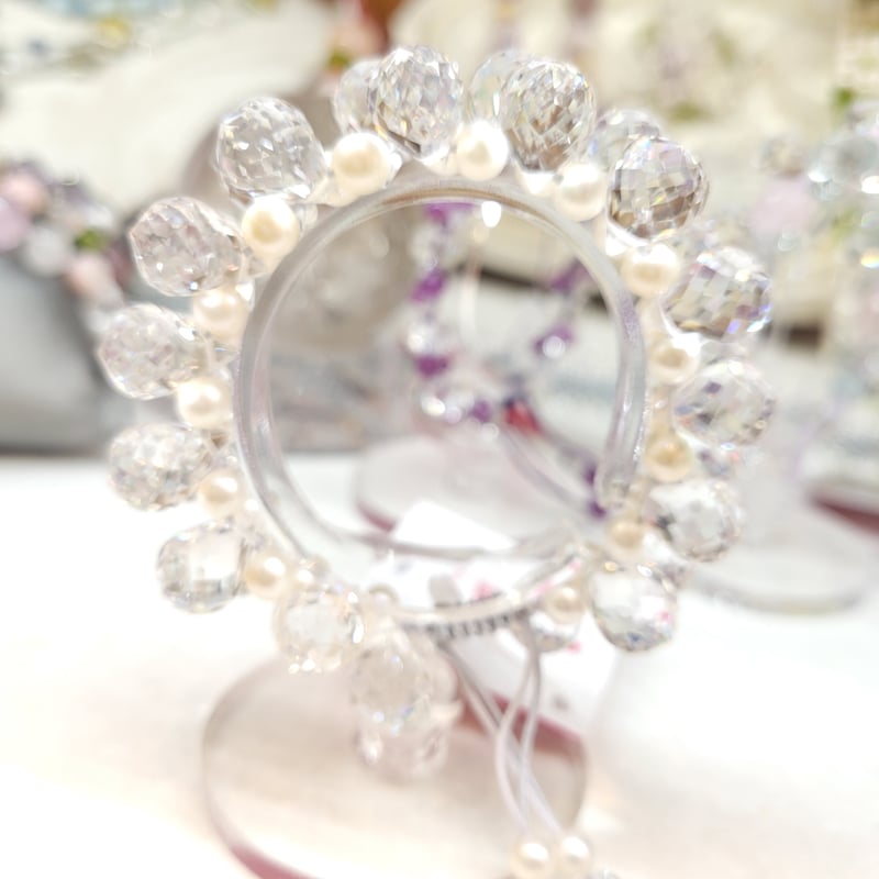 水晶ブリオレットのシャンデリアブレスレット | 厳選天然石組紐