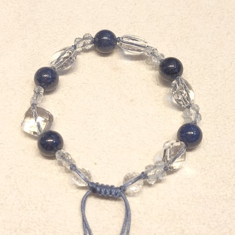 天然サファイア×トパーズ×水晶のクリアー組紐ブレスレット