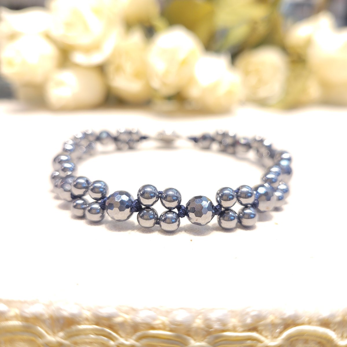 天然石ブレスレットセット テラヘルツ組紐ブレスレット《ハイパーテラヘルツ6㎜》<花No.5> | 厳選