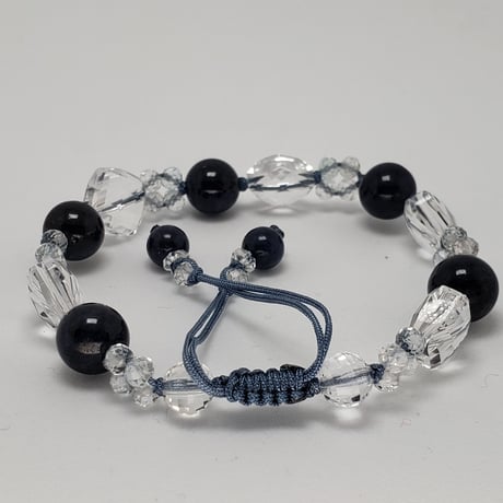 天然サファイア×トパーズ×水晶のクリアー組紐ブレスレット