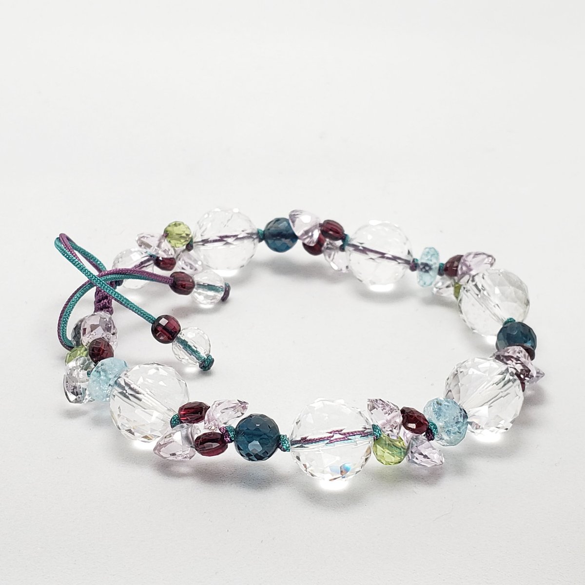 水晶とロンドンブルートパーズのキラキラ組紐ブレスレット | 厳選