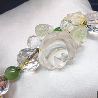水晶バラ彫りブーケ<プレナイト・シトリン薔薇>組紐ブレスレット