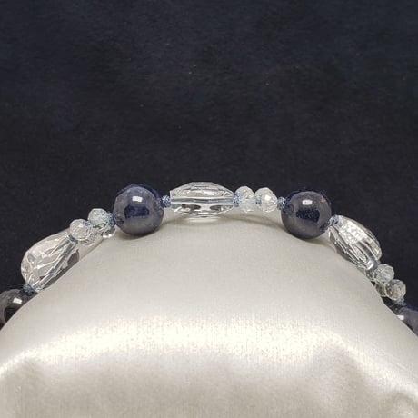 天然サファイア×トパーズ×水晶のクリアー組紐ブレスレット