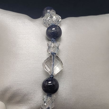 天然サファイア×トパーズ×水晶のクリアー組紐ブレスレット