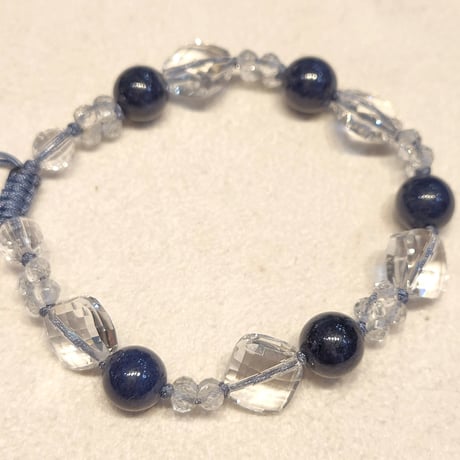 天然サファイア×トパーズ×水晶のクリアー組紐ブレスレット