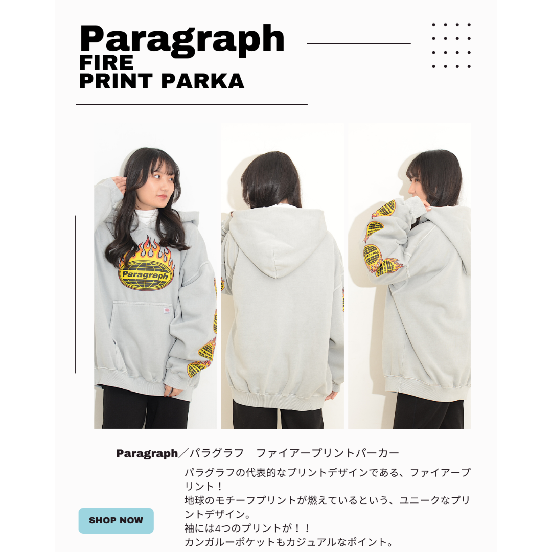 【paragraph】ファイアープリントパーカー - グレー - LNS-2287
