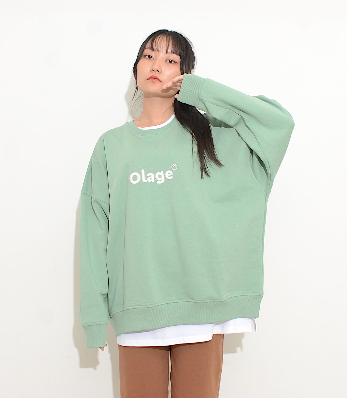 Olage刺繍ロゴトレーナー-