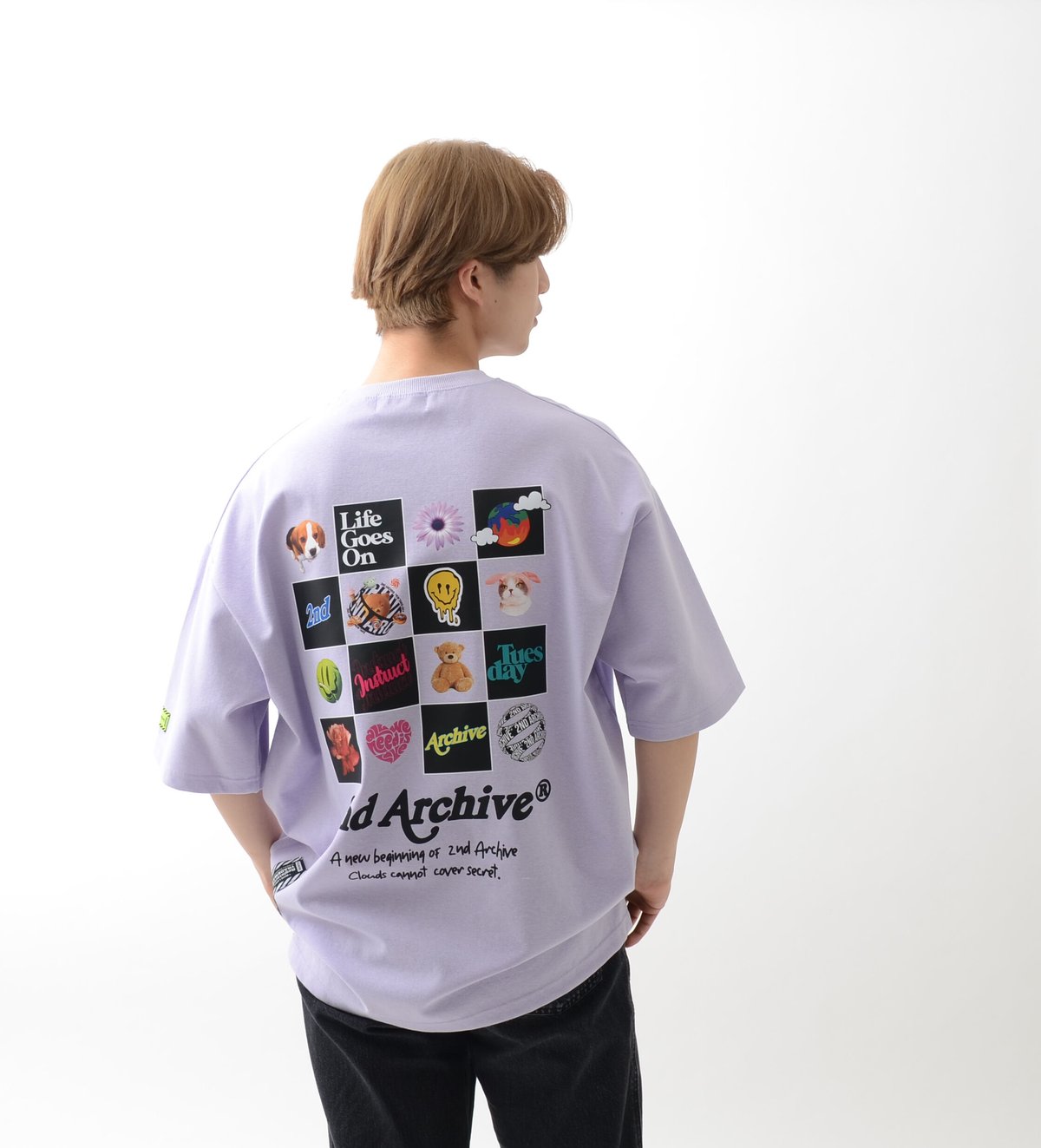 バラエティープリントストリートTシャツ - ラベンダー - LNS-2317