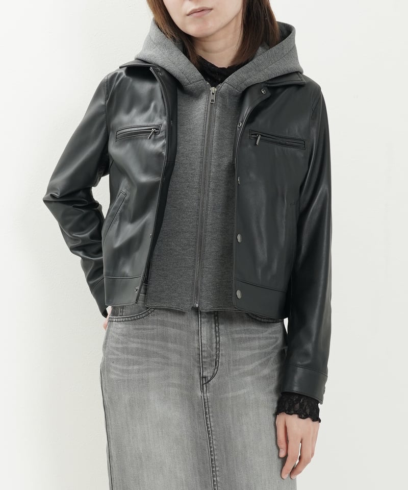 美品☆バーバリーブルーレーベル　レザージャケット　ホワイトステッチ　ホースボタン シルバーボタン デザイン レザージャケット | ness.