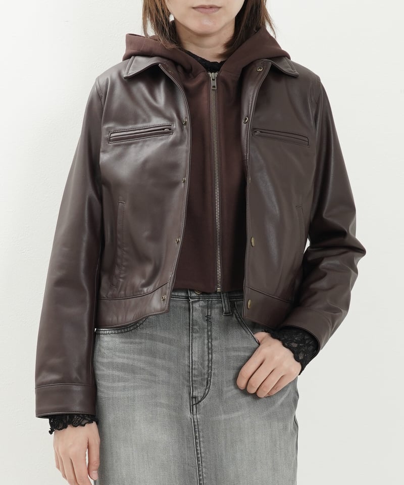 【美品】ラムレザー パフスリーブジャケット デタッチャブルラムレザージャケット（3色展開）_16235297