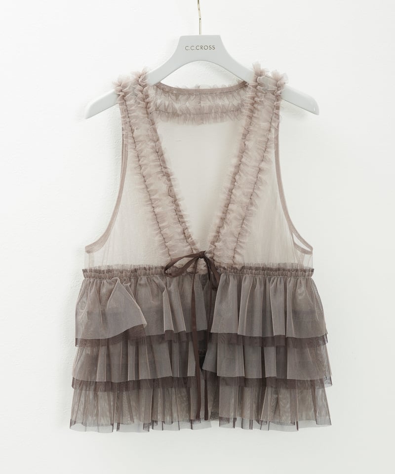 新品同様【定価1.3万】A part by チュールフリルベスト セージ