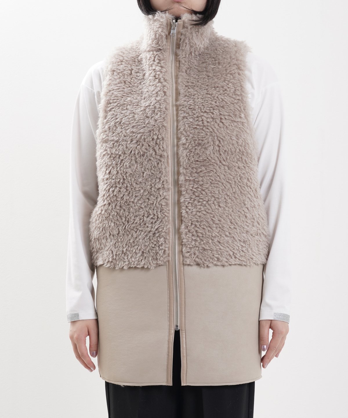 Linkable エコムートンブルゾン(グレー) 脂っこく 