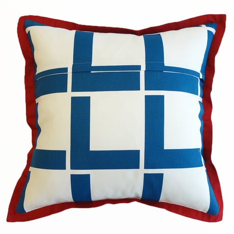 Linie Blue Frame クッションカバー (45cm x 45cm)