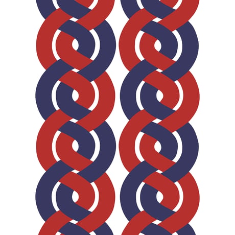 【フラットカーテン】Dubbelflatan Red Blue / 幅260cm(両開き) x 丈178cm / 納期2週間