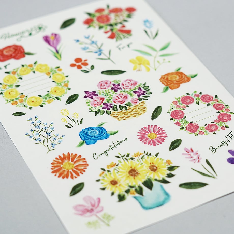 トレーシングペーパーステッカー フラワー | HARULABO