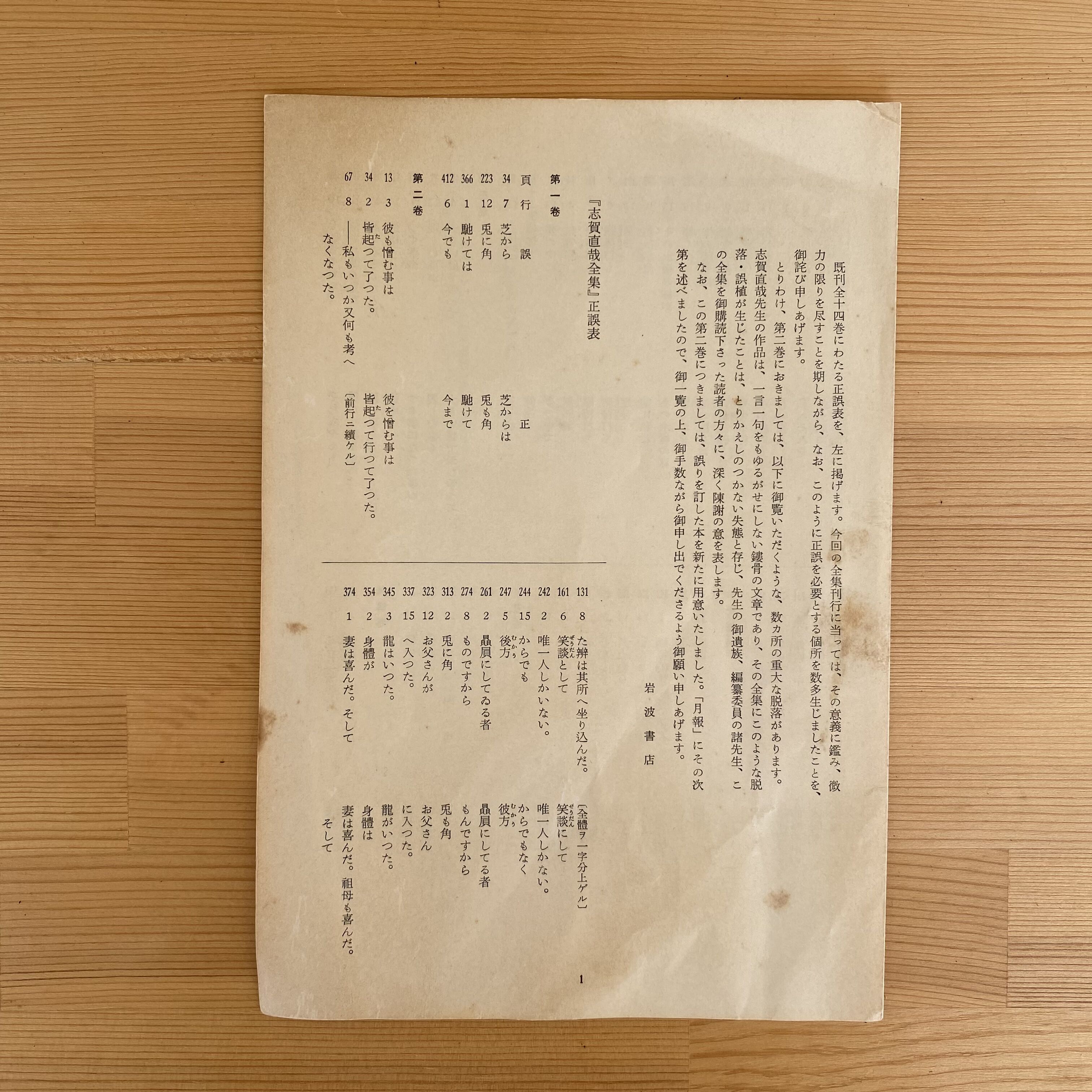 志賀直哉全集 15巻・別巻・訂正版2巻 全17冊 | bullock books