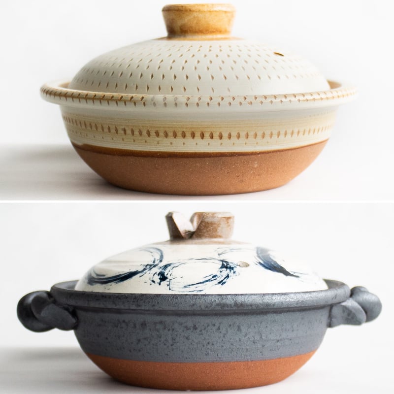 手作り 土鍋 9号 土鍋 9号(3〜4人用)トビカンナ/呉須丸紋 | 光泉窯 -kosengama-