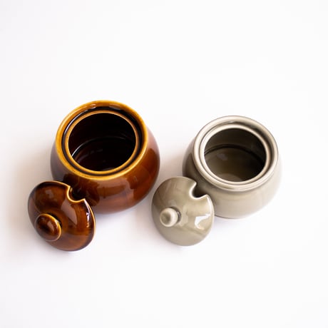 シュガーポット　大　茶　飴釉