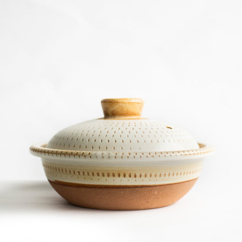 手作り　土鍋　9号 土鍋 9号（3〜4人用）トビカンナ/呉須丸紋 | 光泉窯 -kosengama-